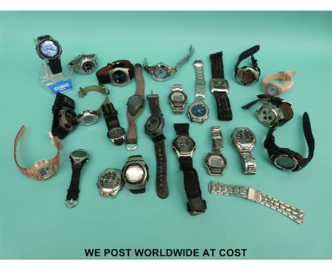 Over 20 various ladies and gentleman's sports wristwatches including G-Shock, Casio etc.  