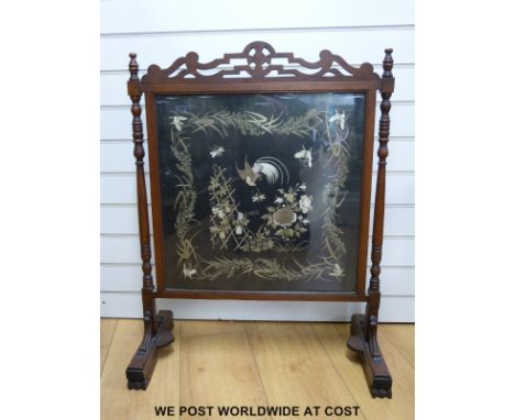 A late 19th/20thC embroidery firescreen 