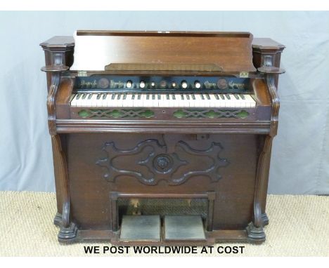 Victorian mahogany harmonium (W120 x D54 x H102cm)