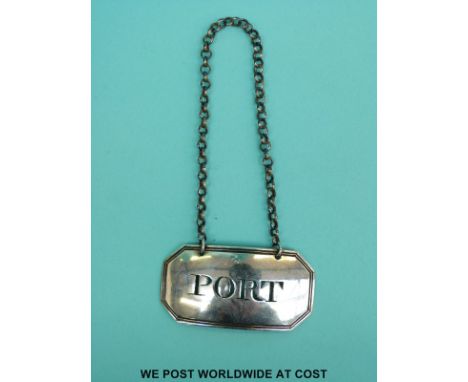 A Georgian hallmarked silver Port bottle ticket of pierced design, no date letter or assay office mark but with Georgian duty