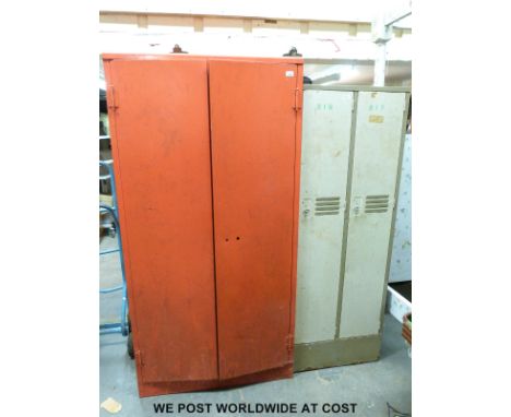 A floor standing tool cabinet and further double locker unit, largest 183cm tall