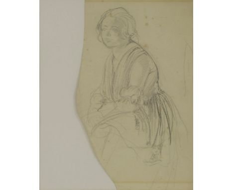 *Augustus John OM RA (1878-1961)PORTRAIT OF A SEATED WOMAN, POSSIBLY THE ARTIST'S FIRST WIFE IDAIndistinctly signed l.r., pen
