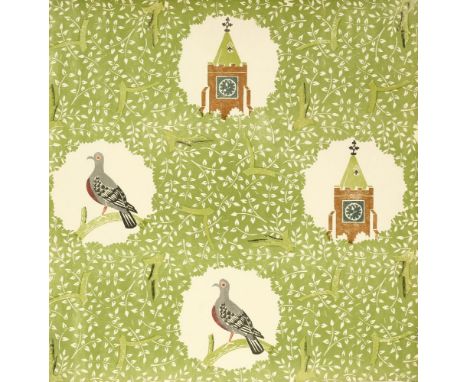 *Edward Bawden RA (1903-1989) 'CHURCH AND DOVE' Colour lithograph wallpaper, c.1925, printed and published by Curwen Press Li
