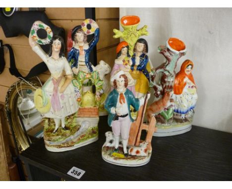 Collection of Staffs pottery portrait figures and spillholders