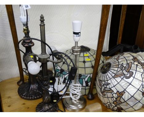 Modern Tiffany style lamp and another smaller etc E/T