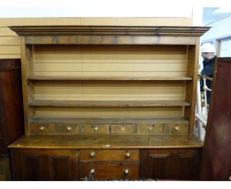 Antique pine dresser base with associated spice drawer open back rack