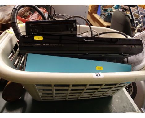 Washing basket containing a Panasonic DVD recorder, electronic Wii game etc E/T