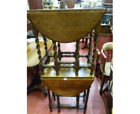 Two good oak barley twist gate leg tables of small proportions