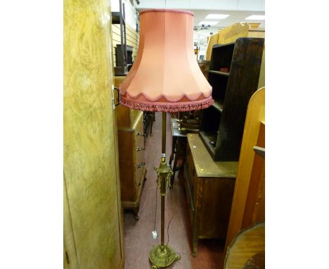 Vintage Empire style brass standard lamp with shade