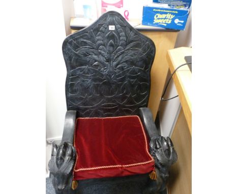 Design Toscano by artist GARY CHANG Celtic Dragon throne chair, timber framed with cold cast resin