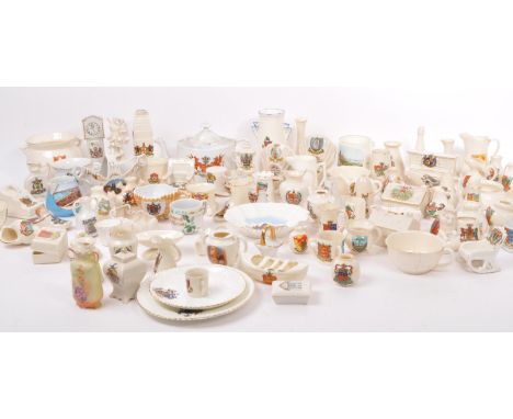 Crested Goss Ware - A large collection of early 20th century bone china souvenir crested goss ware items by W.H.Goss to inclu