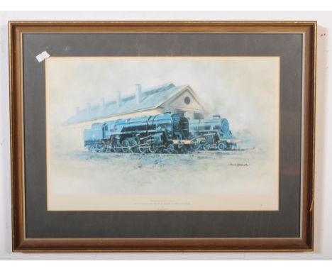 After David Shepherd &ndash; March Sunlight &ndash; The East Somerset Railway Black Prince and the Green Knight on Shed, Cran
