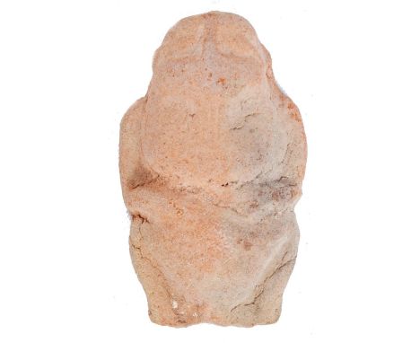A Tang Dynasty&nbsp;(618&ndash;907 AD) Chinese terracotta ceremonial amulet figure of an elder bearded man. Unglazed. Measure
