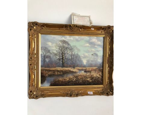 Peter J Greenhill, hunting scene, oil on canvas, signed, framed and with certificate. 