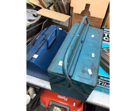 2 metal boxes with tools, spanners, drill bits, etc 