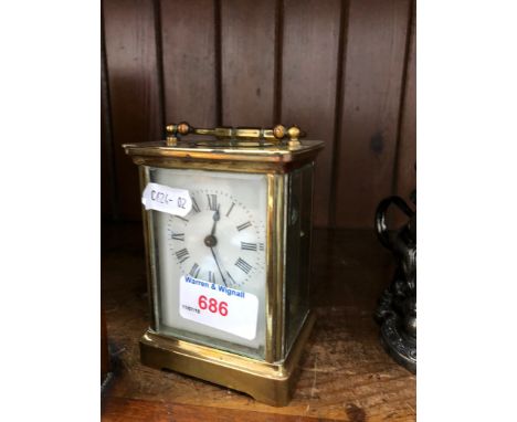 A brass carriage clock 