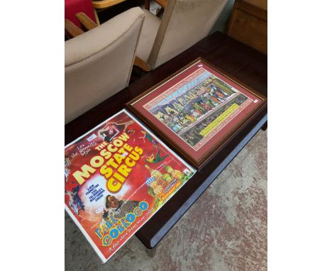 Framed Barnum & Bailey circus poster and Moscow State Circus poster 