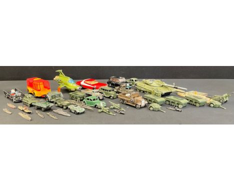 Diecast Vehicles - Military models etc, Dinky and Corgi Toys, Riley, Studebaker, Chieftain tank, anti aircraft gun, field gun