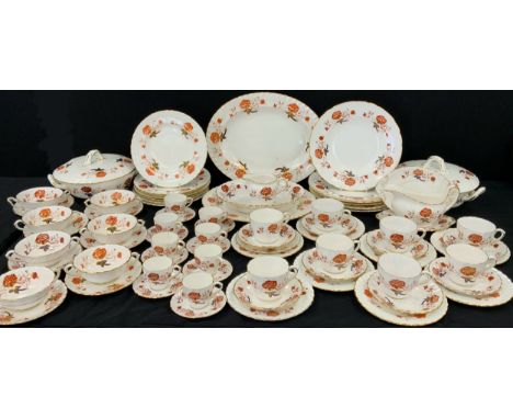 Royal Crown Derby Bali pattern table service for eight comprised of; a meat dish, another smaller, bread dish, two lidded tur