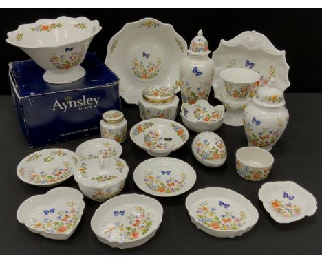 Aynsley Cottage Garden ware including; vase and cover, 23cm high, another similar, moulded plate, lidded trinket pots, trinke