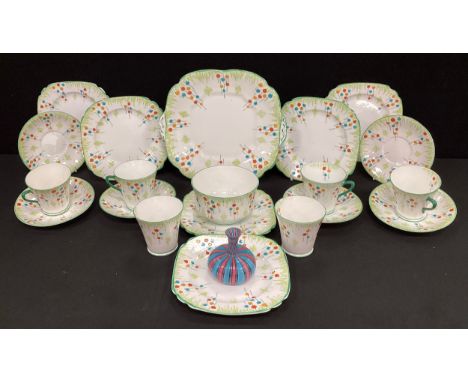 A mid century Collingwood, Shelley style, part tea service for six - comprised of, six tea cups and saucers, side plates, cak