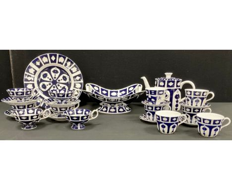 Royal Crown Derby Imari 1128 pattern blank ware - teapot, large plate, rounded rectangular dish on stand, six tea cups, six c