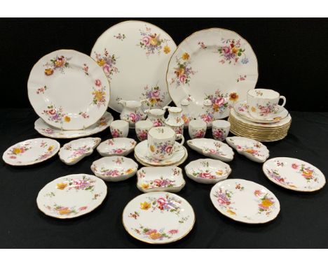 Royal Crown Derby Posie including; nine teams plates, two lunch plates, one dinner plates, trinket trays, jugs; etc (39 piece