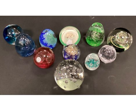 Glass paperweights including; Caithness,  Moonbeam, Tartan Weave, Candy twist; etc (11).