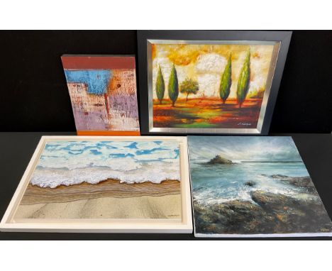Mary Allen (British school, 20th and 21st century), st. Michael’s Mount, signed, dated 2012, oil on canvas;  c. Moses, A Beau