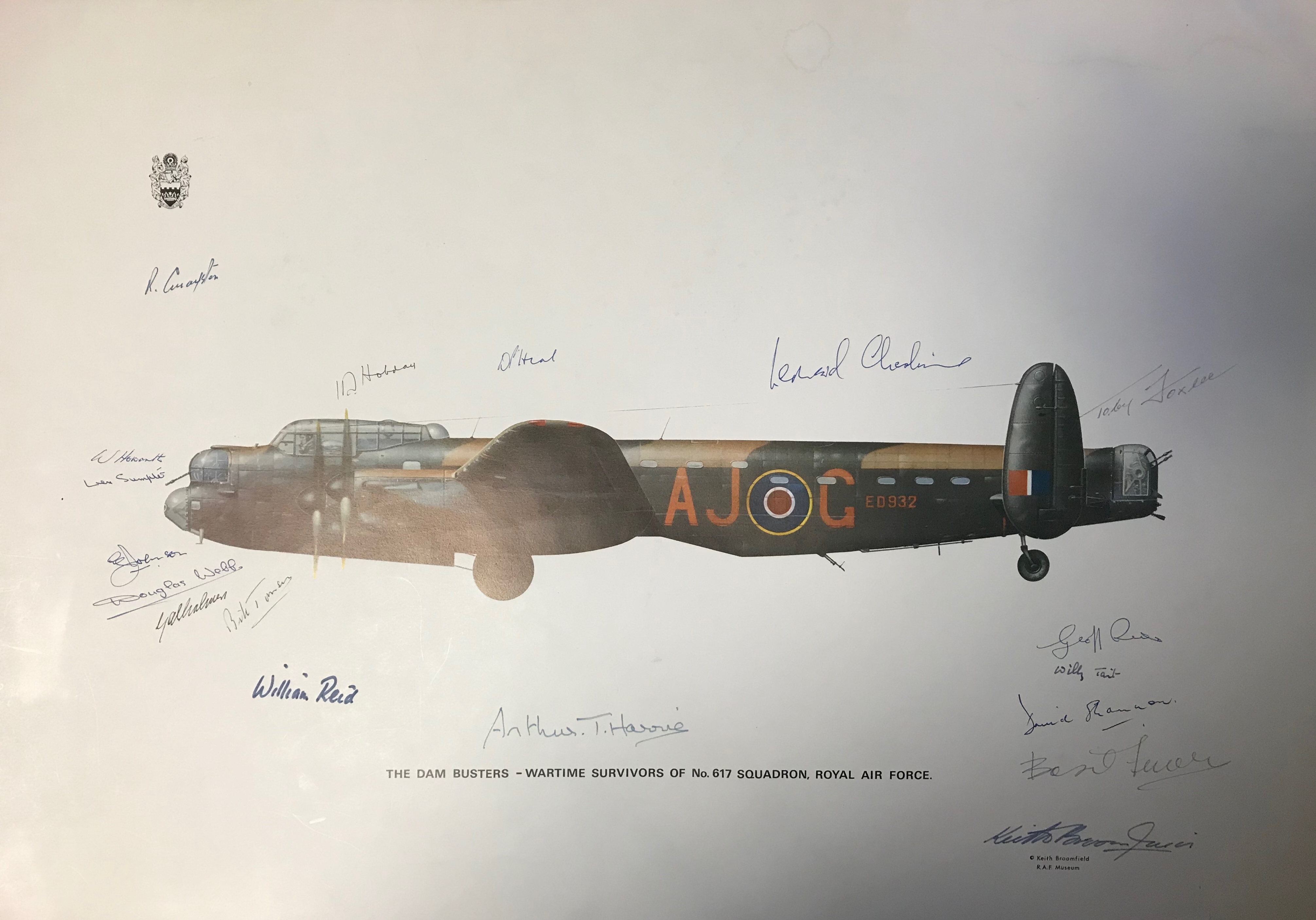 DAMBUSTERS THE: A colour 21.5 x 15 print of an Avro Lancaster aircraft ...