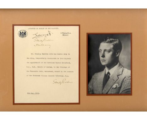  EDWARD VIII: (1894-1972) King of the United Kingdom January - December 1936. Later Duke of Windsor. D.S., Edward P, as Princ