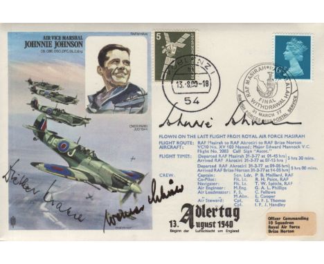  JOHNSON JOHNNIE: (1915-2001) British Air Vice Marshal of World War II, a Flying Ace credited with 34 victories. A commemorat