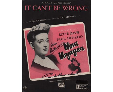 NOW, VOYAGER: An original folio printed copy of the sheet music to the song It Can't be Wrong from the film Now, Voyager (194