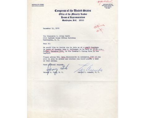 FORD GERALD R: (1913-2006) American President 1974-77. T.L.S., Jerry Ford, one page, 4to, Washington DC, 11th December 1970, 
