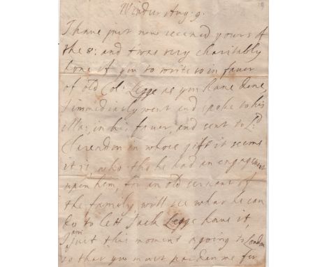 JAMES II & VII: (1633-1701) King of England & Ireland and King of Scotland (as James VII) 1685-88. A.L.S., with his initial 