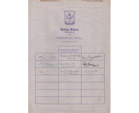  WORLD WAR II – ROYAL NAVY: A rare and unusual folio (11.5 x 14) blue printed sheet entitled Memorial Hall prepared by Hadlow