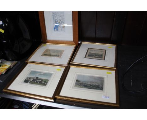 4 gilt framed Victorian prints, Haddon Castle, Lincoln, Monastery of St Bees and Whitehaven Cumberland and signed limited edi