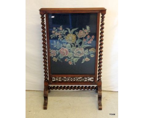 Barley twist tapestry fire screen