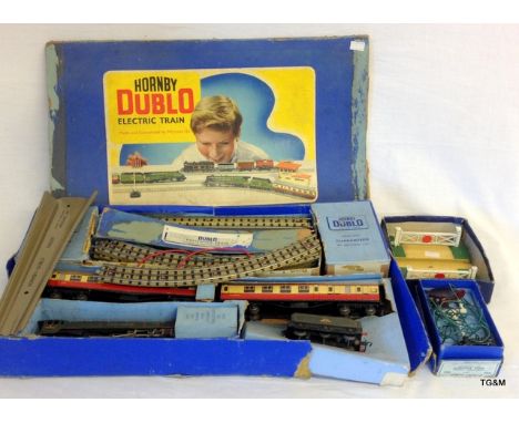 A Hornby Dublo electric train - Duchess of Montrose, junction signal quadrant and crossing gate and a Meccano power control u