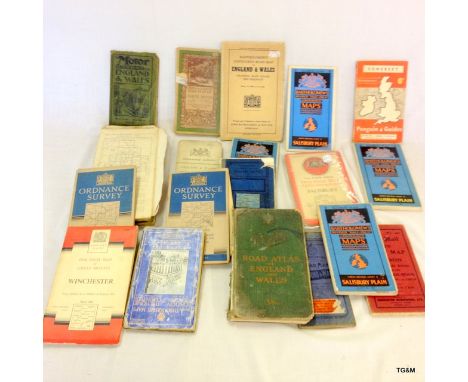 A quantity of vintage maps