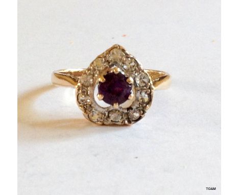 A 9ct gold Amethyst heart ring size O