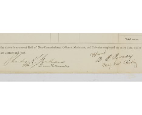 DAVID BELL BIRNEY AND CHARLES K. GRAHAM Partly-printed war-date D.S., 1p. folio, May, 1863, a muster roll of two ordnance ser