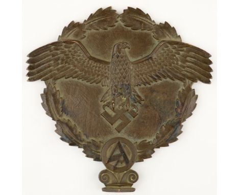 S.A. BRONZE AWARD PLAQUE Impressive solid bronze plaque, likely removed from a trophy or other award given in an S.A. competi
