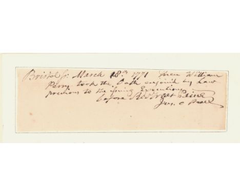 ROBERT TREAT PAINE (1731 - 1814) American lawyer and politician, a signer of the Declaration of Independence as a representat