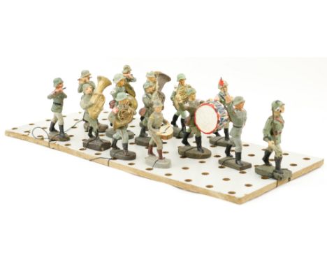 GERMAN COMPOSITE MUSICIAN TOY SOLDIERS (14) Good lot of 14 composite German painted toy soldiers, brands including 'Elastolin