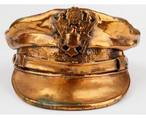 BRONZED AMERICAN PILOT'S VISOR CAP An attractive Army Air Corps souvenir, and actual pilot's visor cap that has had a heavy c