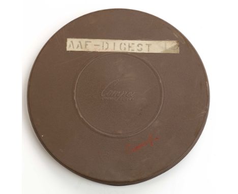 WORLD WAR II U.S. ARMY AIR FORCE DIGEST FILM Vintage film reel in its cannister, titled: ‘AAF DIGEST FILM #12’, a weekly rele