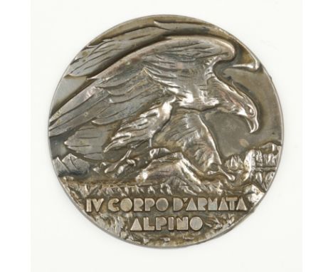 STERLING SILVER ITALIAN ALPINE CORPS EMBLEM A most attractive sterling silver emblem issued by the Italian 'IV Corpo d'Armada