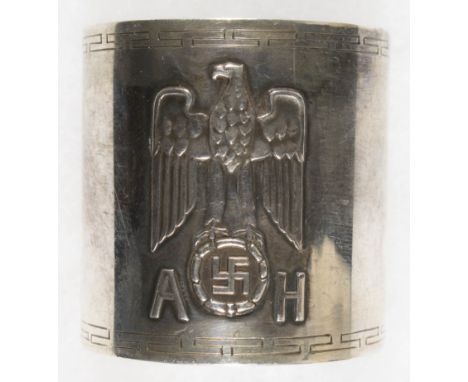 ADOLF HITLER FORMAL TABLE NAPKIN RING Fine original formal silver napkin ring from Adolf Hitler's personal formal silverware 