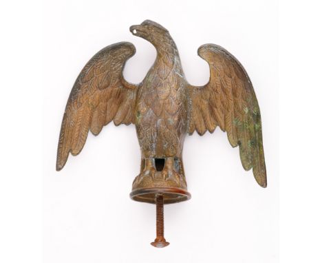 EAGLE POLE TOP FROM GETTYBURG BATTLEFIELD Very rare eagle bronze pole top recovered from the Gettysburg battlefield, 5.25 in.